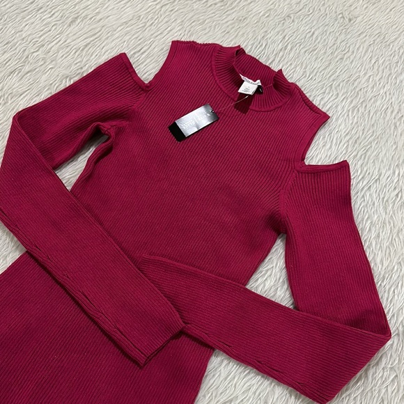 WHBK women’s pink rib knit cold shoulder long sleeve top size small NEW - Picture 2 of 7